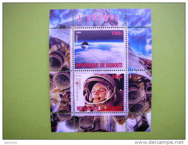 Djibouti 2009 J.Gagarin Sputnik Space S/s Of 2 ** MNH - Africa