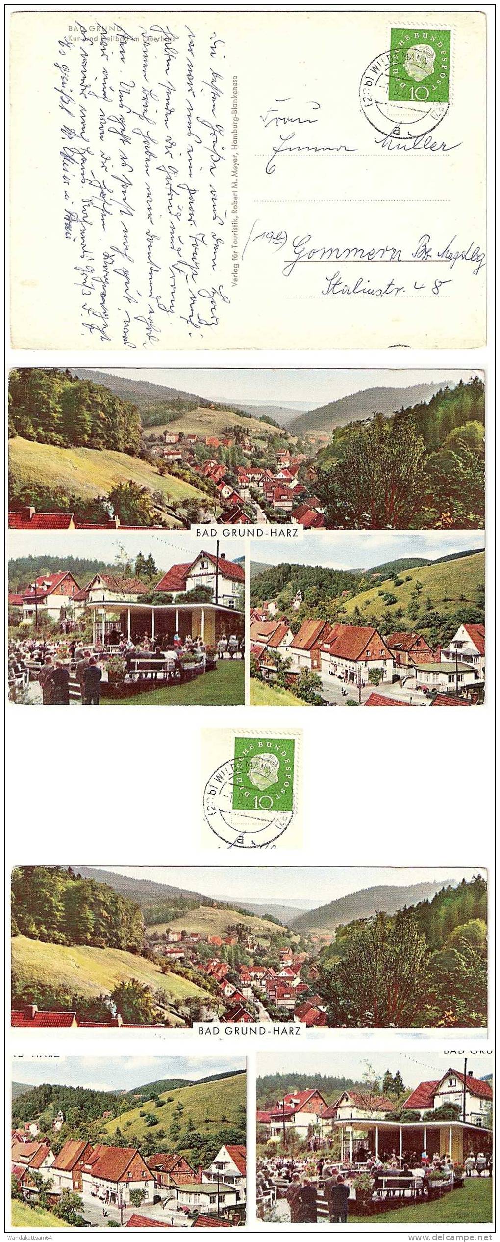 AK BAD GRUND - HARZ Mehrbild 3 Bilder -1. 9. 59.-16 (20b) WILDEMANN (OBERHARZ) A Nach (19b) Gommern Mit 1 X 10 PF DEUTSC - Bad Grund