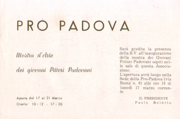 PADOVA - 1950/55 - PIEGHEVOLE ASS. PROPADOVA - ARTE -  Collettiva "Giovani Pittori Padovani" - Programas