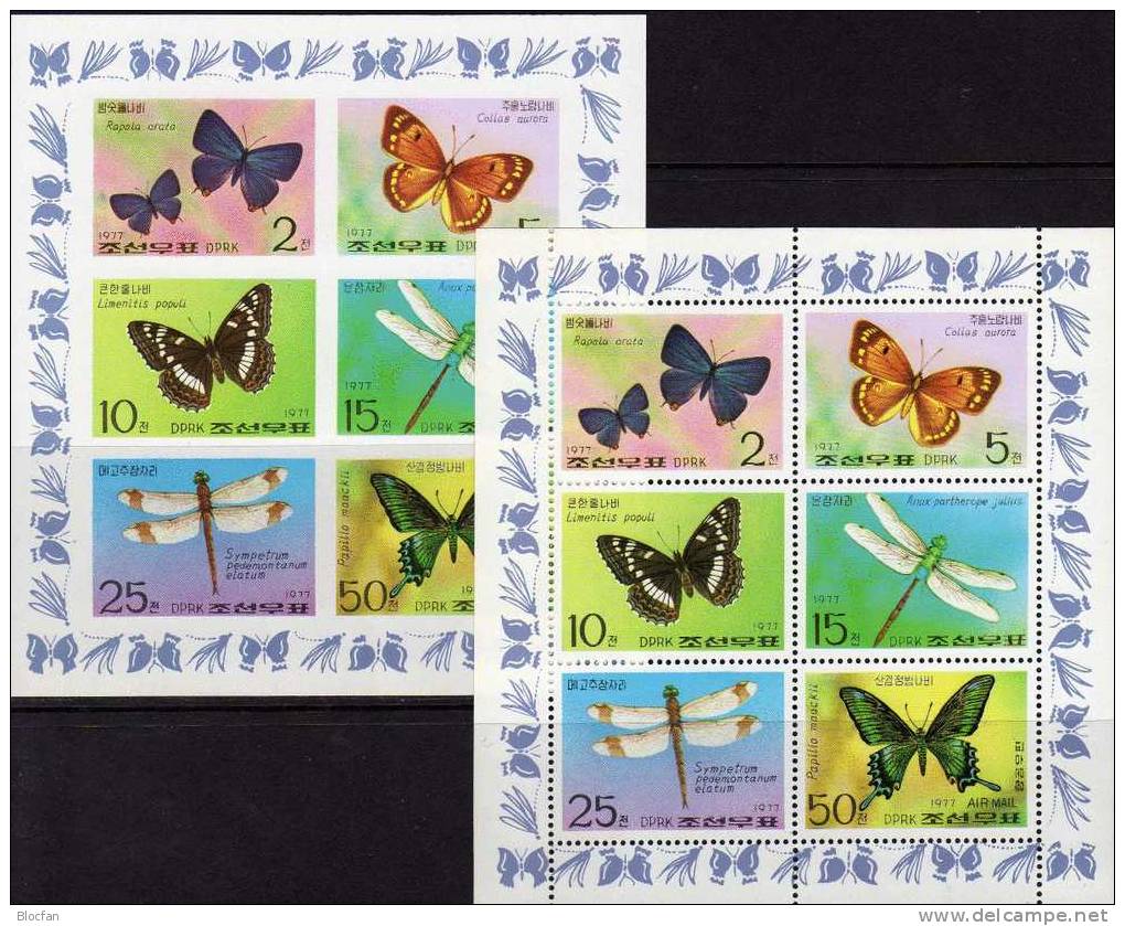 WWF Schmetterlinge 1977 Korea 1653/8 Kleinbogen A+B ** 54&euro; Naturschutz Libellen Papillon Hb M/s Fauna Sheetlets Bf - Corée Du Nord