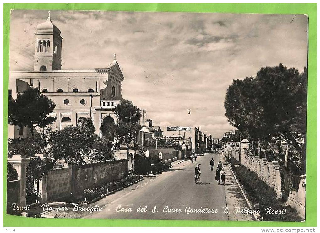 TRANI CARTOLINA FORMATO GRANDE VIAGGIATA ANNI " 50 " - Trani