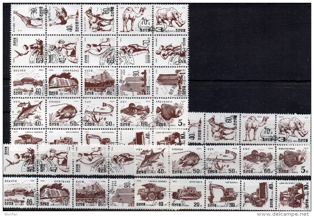 Collection Fische Autos Tiere Skulptur Bauwerke 1995 Coree 3765-93 In 5 ZD+25-Block O 39€ Bloc Hb S/s Art Sheet Bf Corea - Collections (sans Albums)