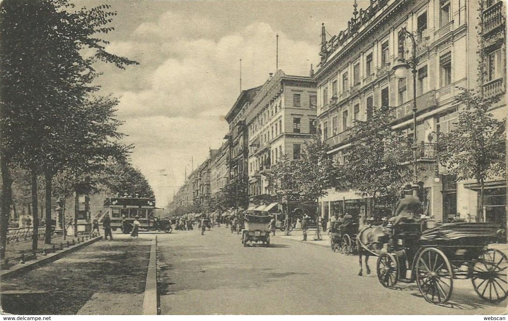 AK Berlin Unter Den Linden Kutsche / Droschke + Autotaxi ~1910/15 #140 - Charlottenburg