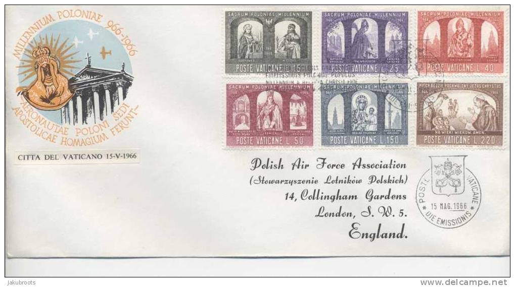 SPECIAL COMMEMORATIVE COVER  MILLENIUM  OF  POLISH  CHRISTIANITY-- VATICAN - Flugzeuge