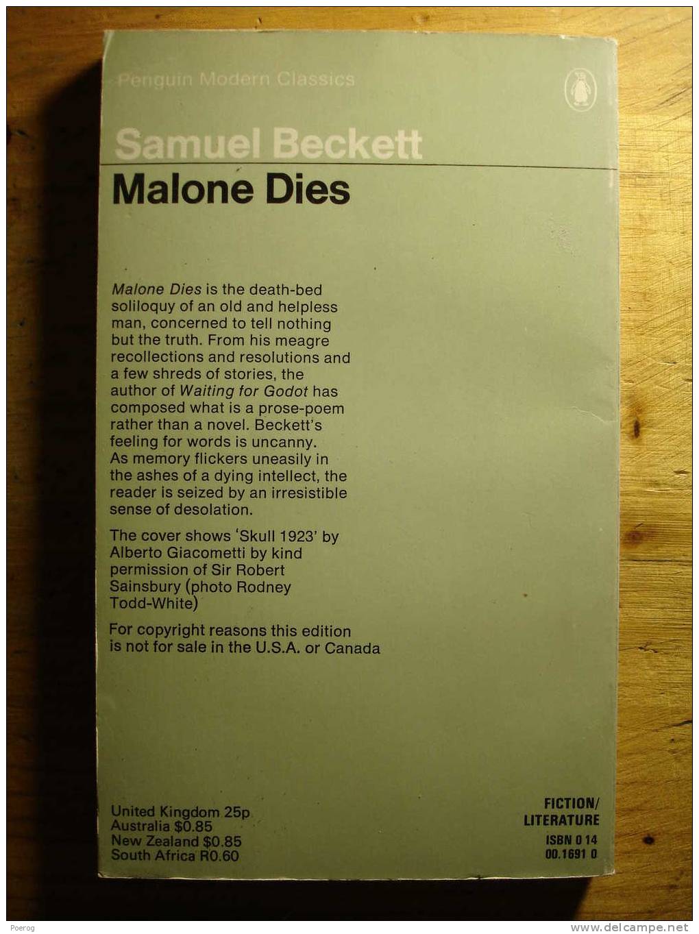 SAMUEL BECKETT - MALONE DIES - PENGUIN MODERN CLASSICS - Livre En Anglais - Fiktion