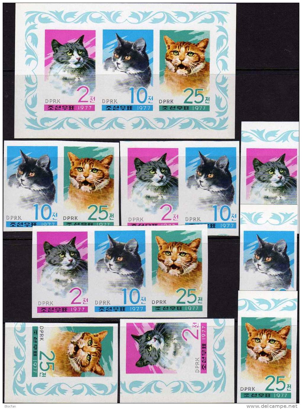 Set Ungezähnt Hauskatzen 1977 Korea 1659/1B,2xER,3xZD+Kleinbogen ** 98€ Imperf. WWF Naturschutz Katzen Sheetlet Bf Corea - Korea (...-1945)