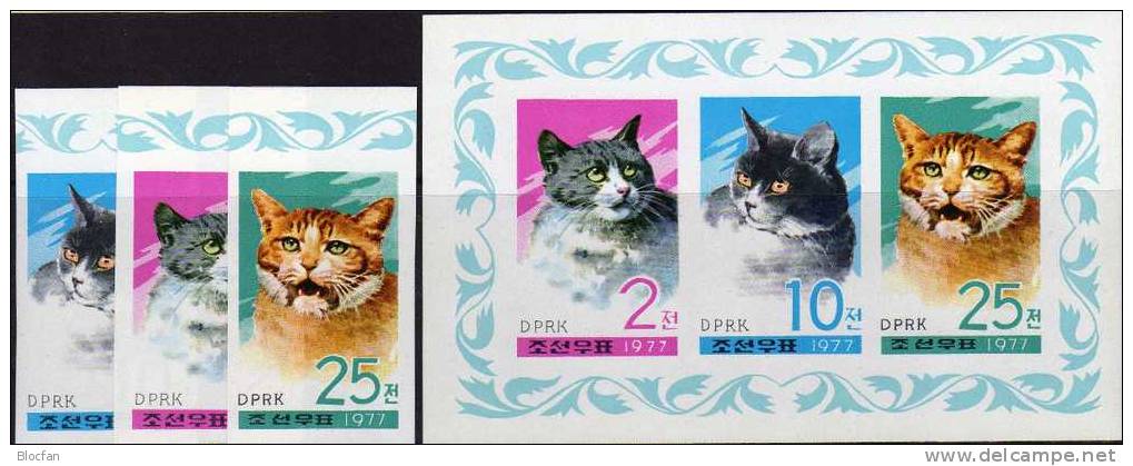 Set Ungezähnt Hauskatzen 1977 Korea 1659/1B,2xER,3xZD+Kleinbogen ** 98€ Imperf. WWF Naturschutz Katzen Sheetlet Bf Corea - Corea (...-1945)