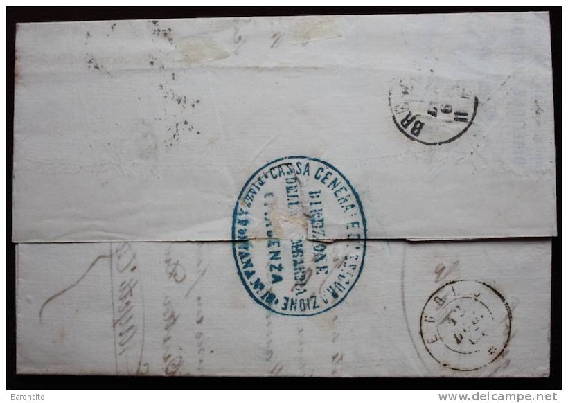 LOMBARDIA - MILANO, Annullo Numerale A Punti Su 25 Cent. Azzurro "De La Rue" Su Lettera Per Edolo (BS). 10 Luglio 1867 - Usati