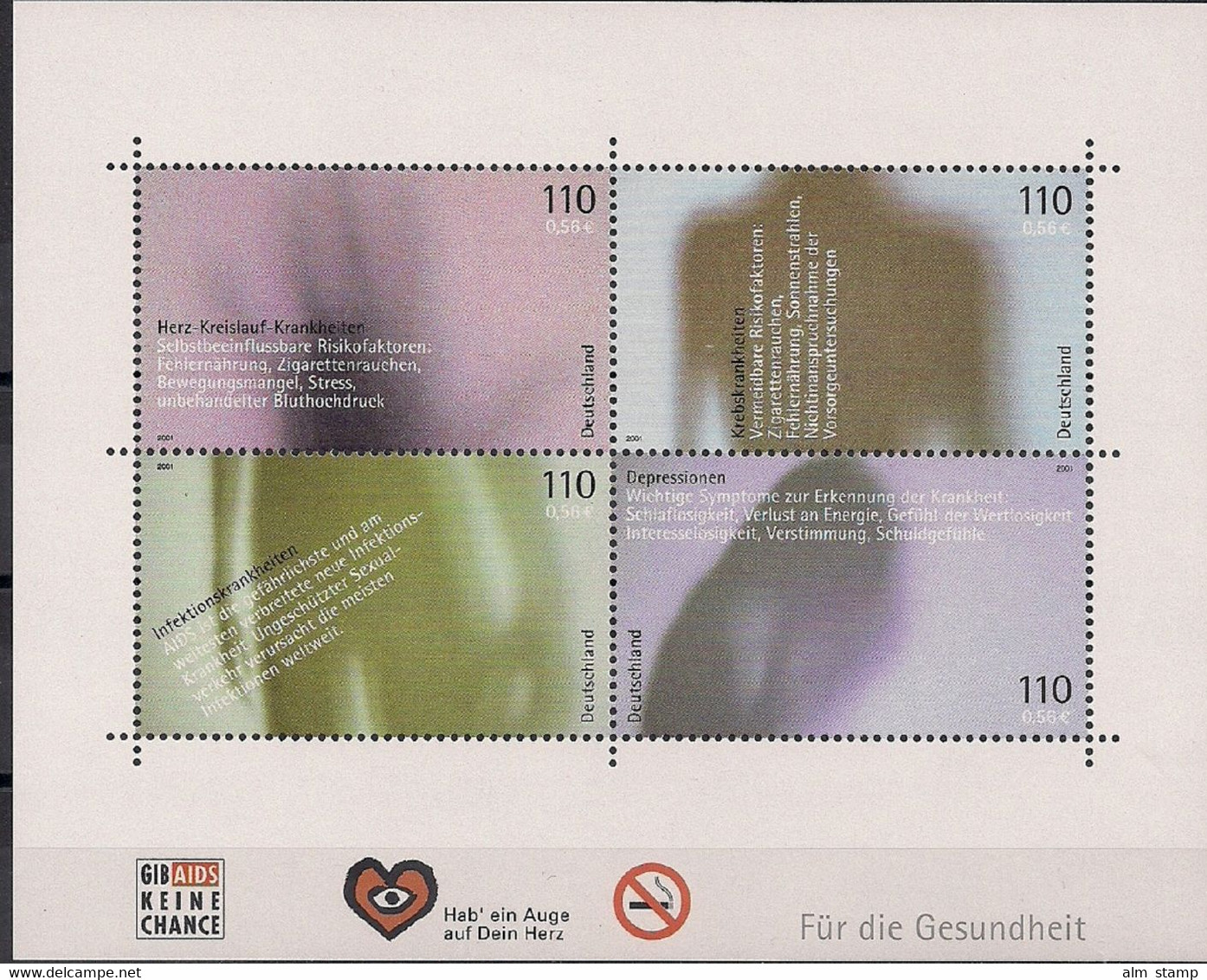 2001 Deutschland Germany  Mi.  Bl. 54 ** MNH   Für Die Gesundheit. - 2001-2010