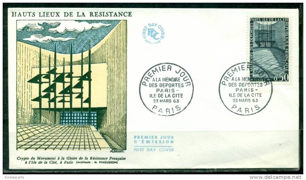 FDC #1963-France #Monument,memorial, Mahnmal #Résistance,Widerstand# Crypte Des Déportés,Krypta,crypt - 1960-1969