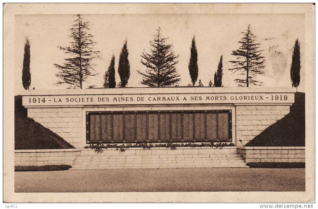 MINES DE CARMAUX  -  Parc Du Pré-Grand  -  Le Monument Du Souvenir - Carmaux