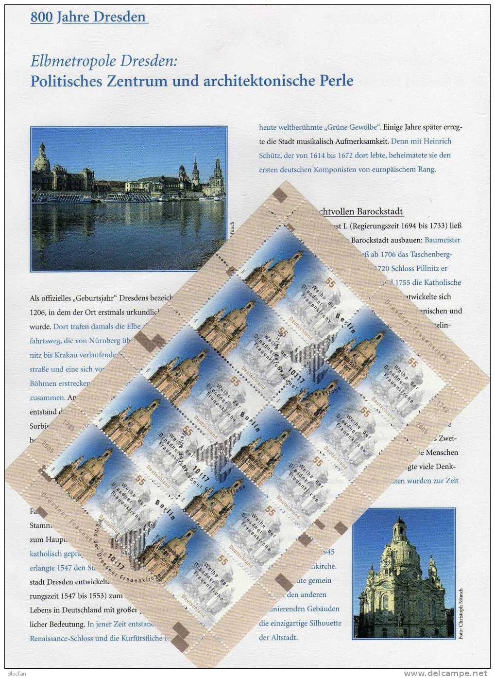 Weihe Der Frauenkirche Dresden 2006 BRD 2491 Plus 10-Kleinbogen SST 11€ Ruine Der Kirche Church Sheetlet Bf Germany - Christianisme