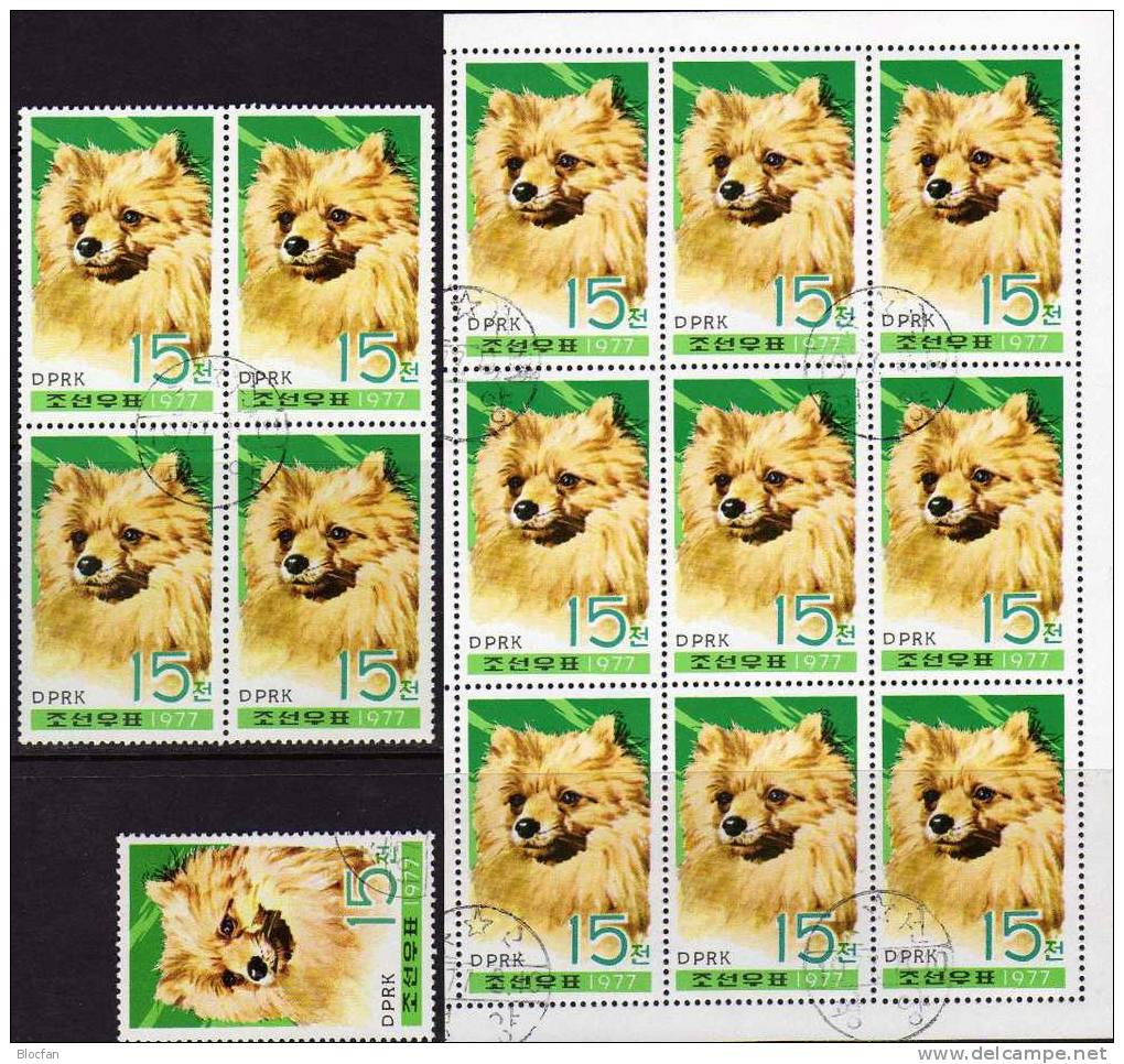 Hunde-Rassen 1977 Korea 1663, 4-Block Plus Kleinbogen O 22€ WWF Naturschutz Haushund Wolfsspitz Bloc Sheetlet From Corea - Korea (...-1945)