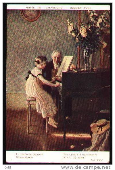 COLOURED POSTAL CARD Ca 1915 - "La Leçon De Clavecin" By Muenier - Paintings