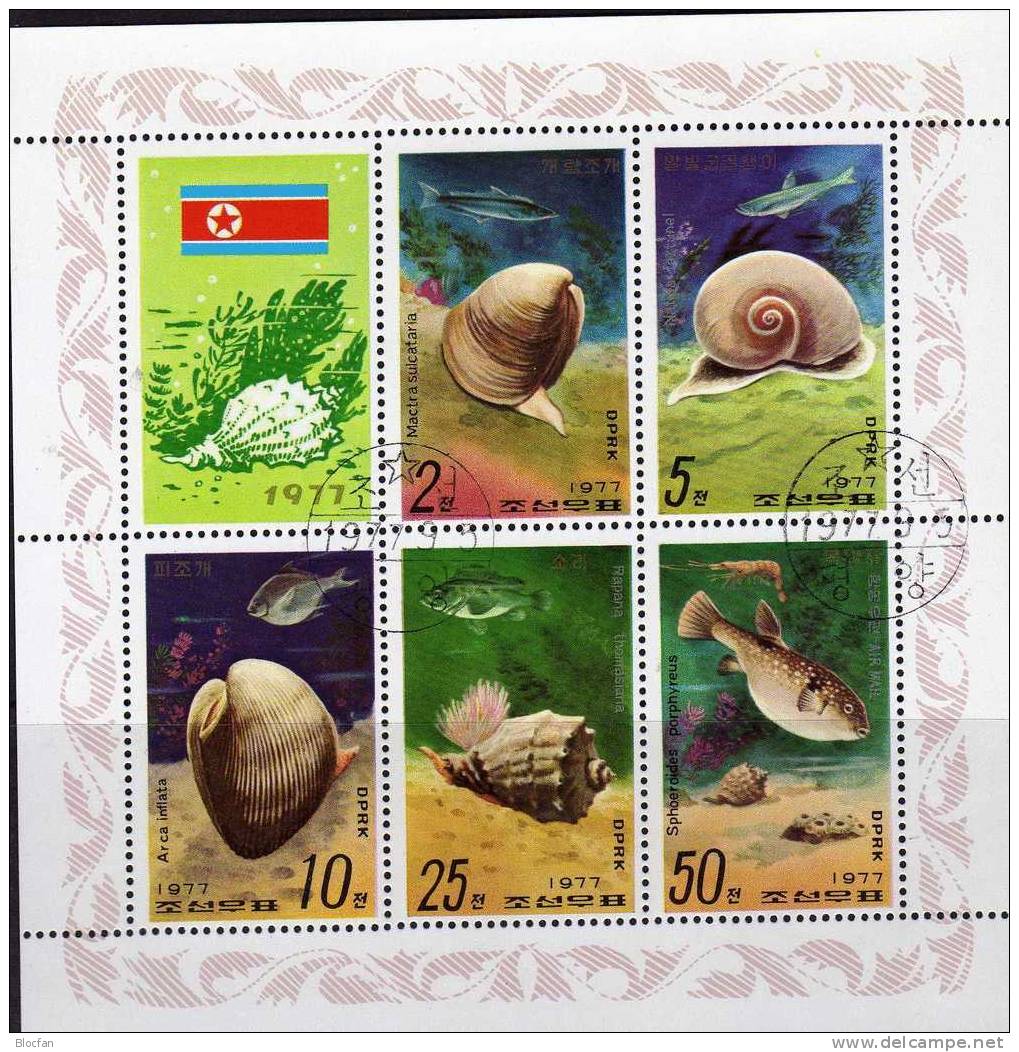 WWF Schnecken/Fische 1977 Corea 1668/2+Kleinbogen O 12€ Meeres-Tiere Bloque Ms Animals Hoja Fishes Set/sheetlet Bf Coree - Korea, North