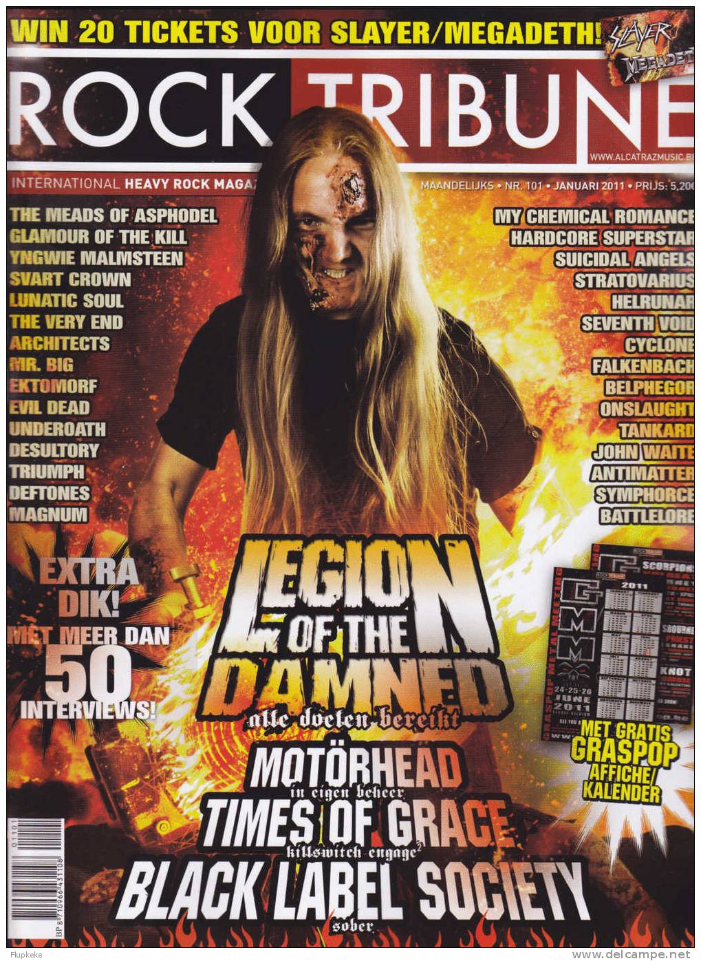 Rock Tribune 101 Januari 2011 Legion Of The Damned Met Graspop Affiche Kalender - Autres & Non Classés