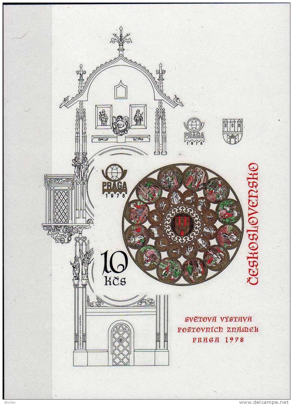 Tierkreiszeichen Der Prager Uhr 1978 Block CSSR 2456 Als Block 35B ** 50€ Mit Eintrittskarte Sheet From Tschechoslowakei - Astrología
