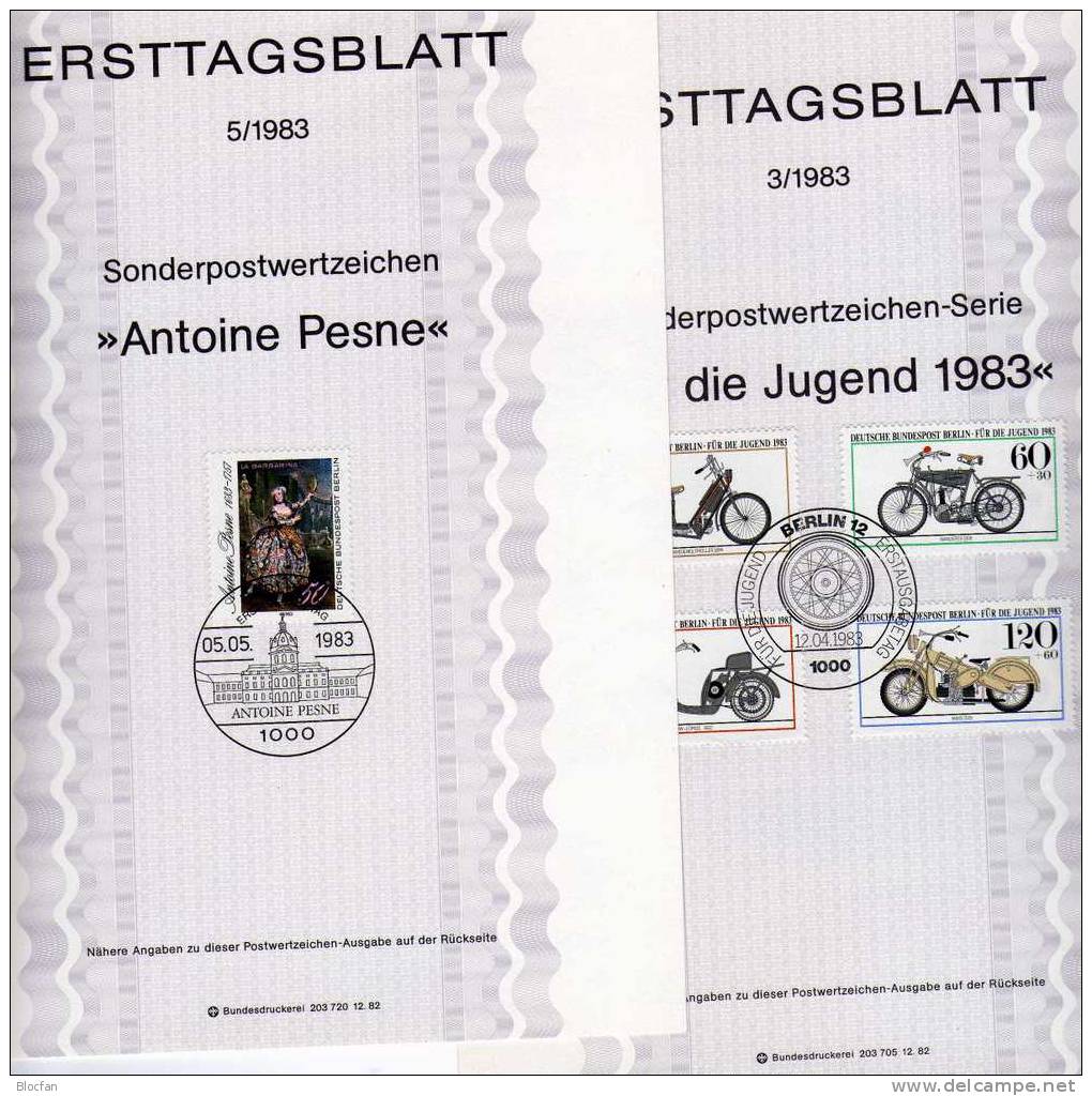 ETB II. Quartal 1983 Motorräder, Sport, Malerin Pesne Berlin 694-700 SST 8€ Berliner Ersttagsblätter Set From Germany - Motorfietsen