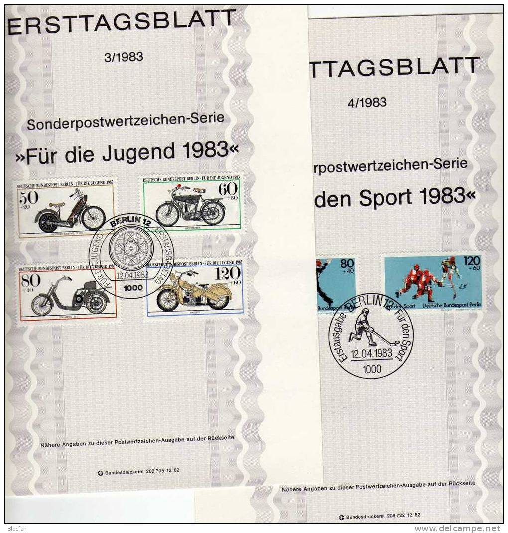 ETB II. Quartal 1983 Motorräder, Sport, Malerin Pesne Berlin 694-700 SST 8€ Berliner Ersttagsblätter Set From Germany - Motorfietsen