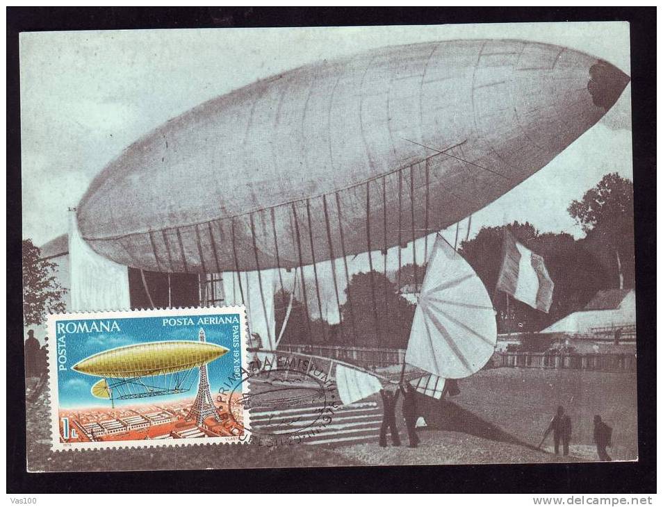 ZEPPELIN PARIS, MAXICARD FDC 1978, ROMANIA. - Zeppelins