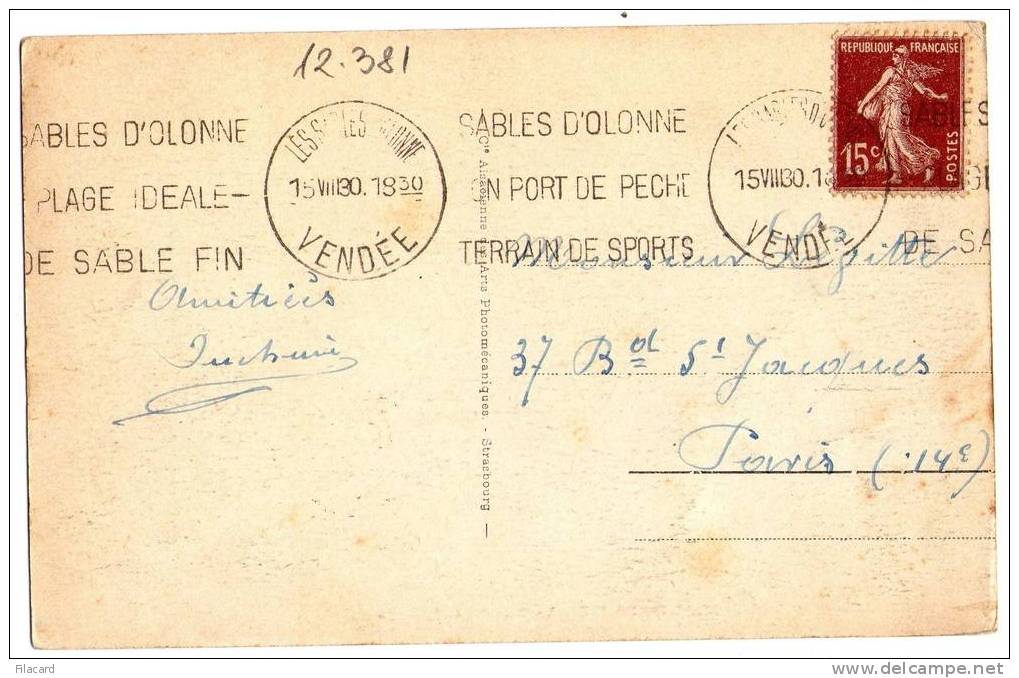 12381    Francia   Pays De La Loire,  Les Sables D"Olonne,  Le Remblai Et La Plage  VG  1930 - Pays De La Loire