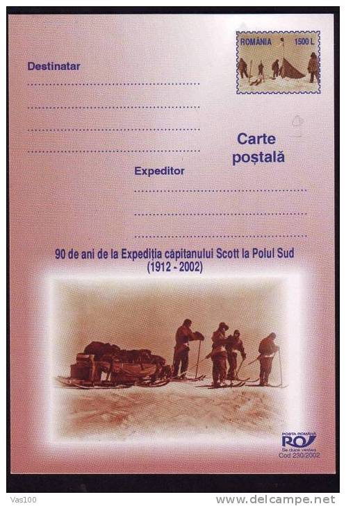 SCOTT CAPITAN , EXPEDITION IN ANTARCTICA , SOTH POLE,PC STATIONERY 2003 ROMANIA. - Explorateurs & Célébrités Polaires