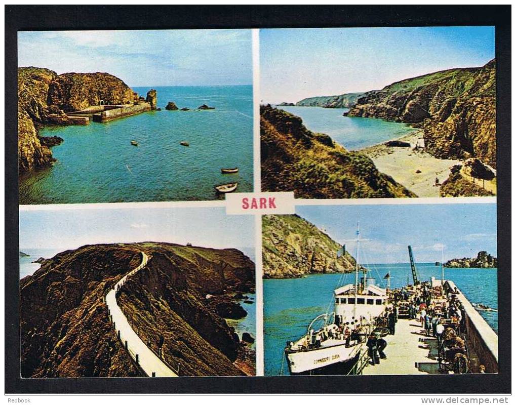 RB 658 -  Multiview Postcard Le Creux Harbour - La Maseline Harbour - La Coupee - Dixcart Bay - Sark Channel Islands - Sark