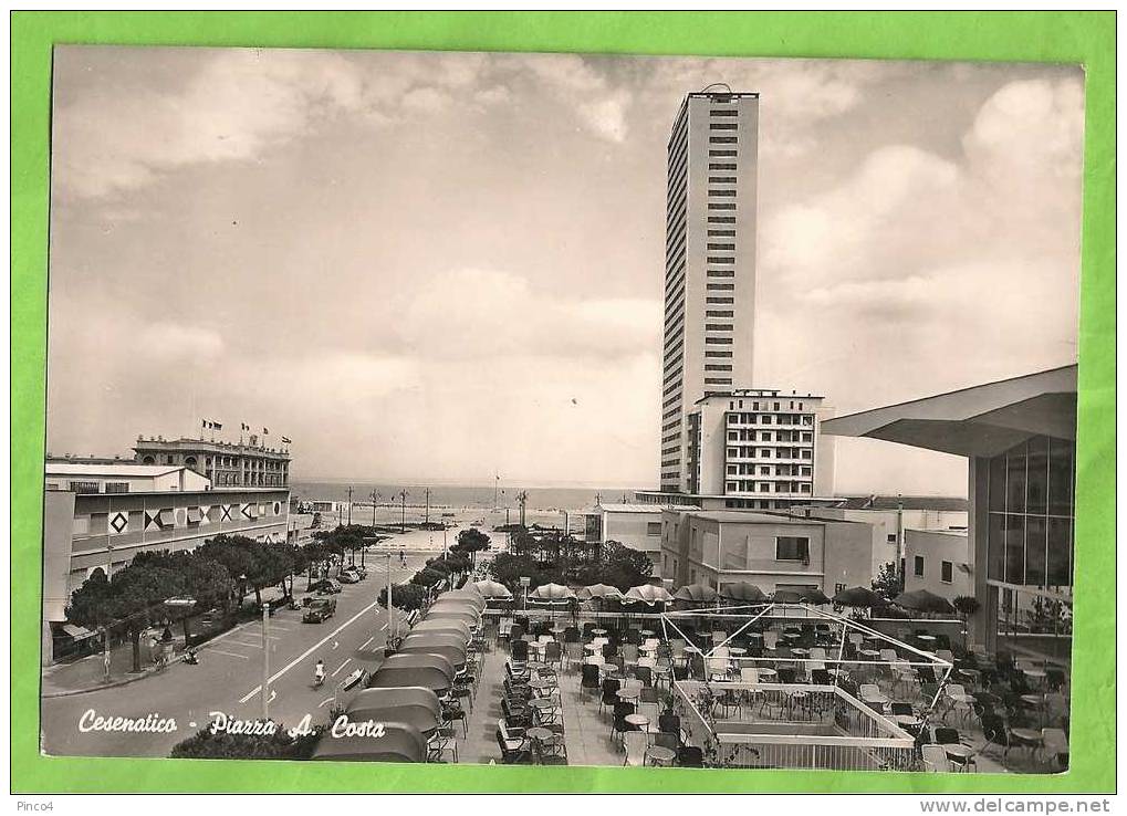 CESENATICO PIAZZA COSTA CARTOLINA FORMATO GRANDE VIAGGIATA NEL 1959 - Cesena