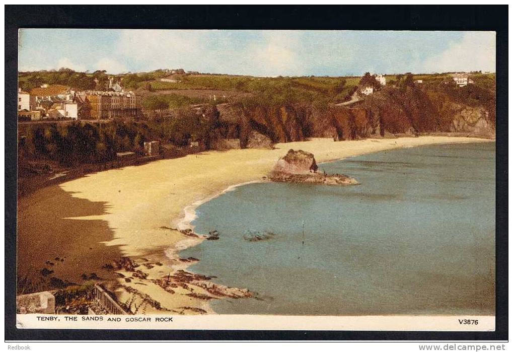 RB 659 - Postcard The Sands & Goscar Rock Tenby Pembrokeshire Wales - Pembrokeshire