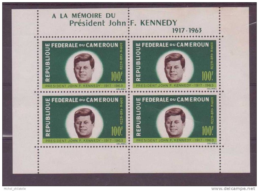 CAMEROUN N° 3 BLOC FEUILLET**   P.A  EN LA MEMOIRE DU PRESIDENT JHON F. KENNEDY - Cameroun (1960-...)