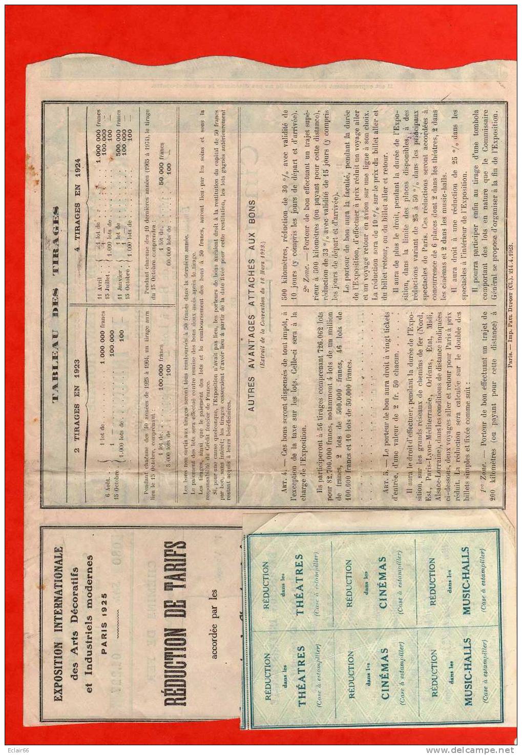 Actions Exposition Internationale Des Arts Décoratifs Et Industriels Paris 1925     Bon à Lot De 50fr Au Porteur  X - Industrie