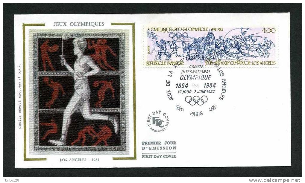 FRANCE PREMIER JOUR 1984 JEUX OLYMPIQUE Poste 2314  -  02/06/84  .Sports JO LOS ANGELES - Lettres & Documents