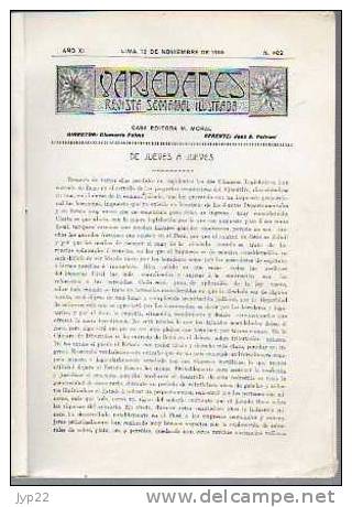 Journal Revue ? En Espagnol - Variedades Lima Le 13-11-1915 - Nombreux Articles, Photos (Huancayo, Cajamarca,..) Dessins - [1] Jusqu' à 1980