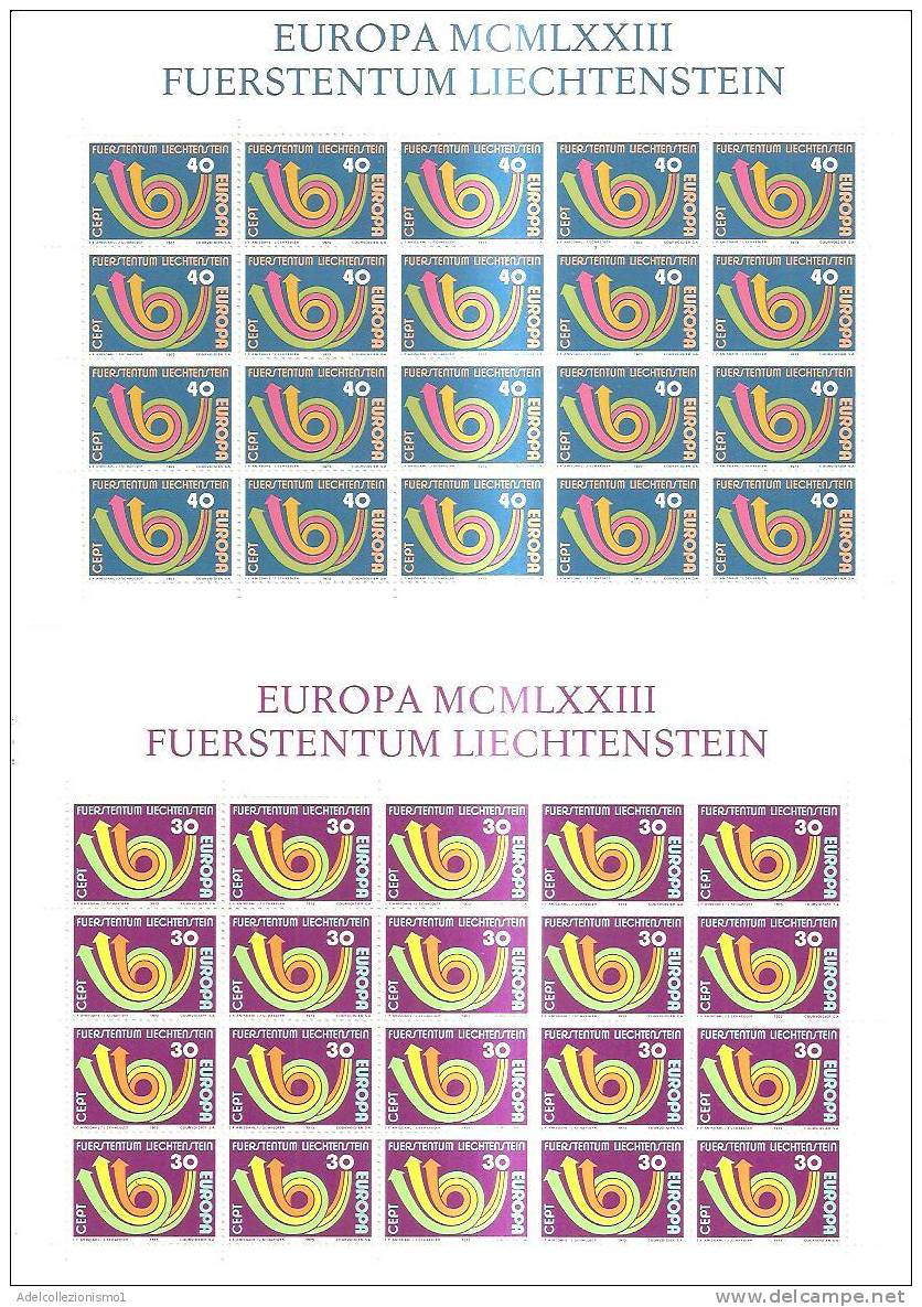 45390)n°2 Fogli Completi Liechtenstein Serie Europa Cept 1973 - Blocks & Sheetlets & Panes
