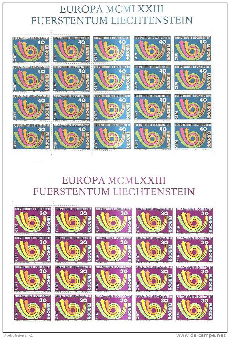 45391)n°2 Fogli Completi Liechtenstein Serie Europa Cept 1973 - Blocks & Sheetlets & Panes