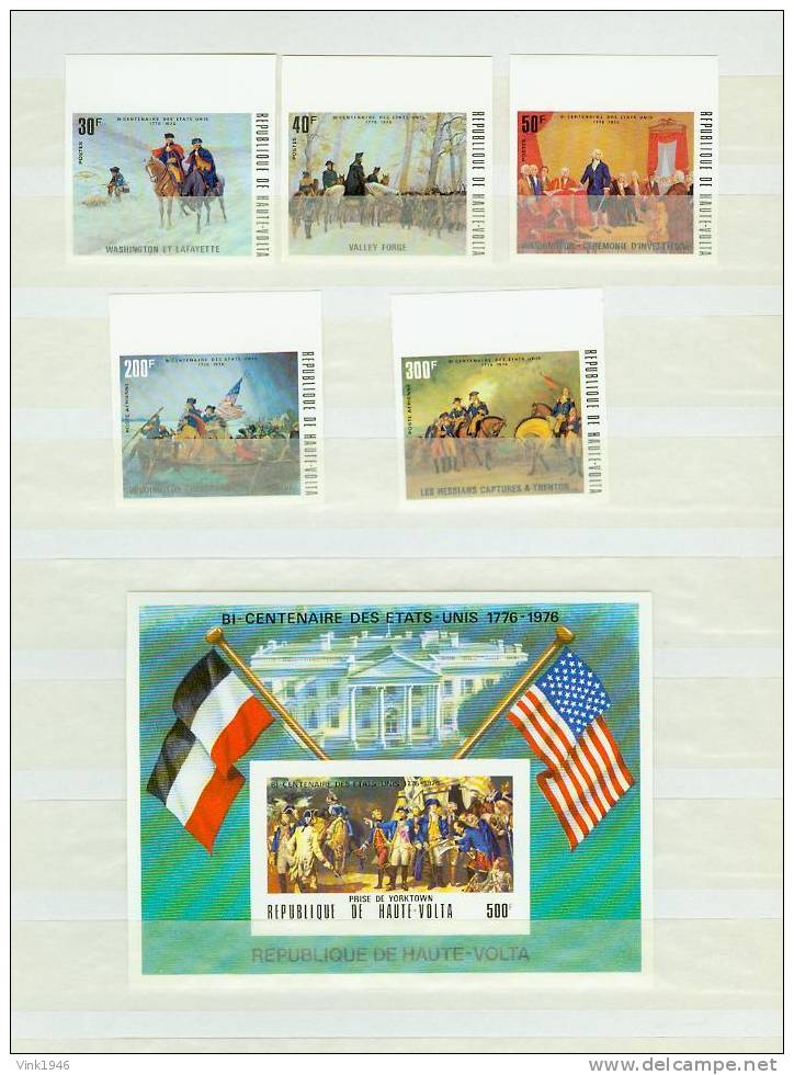 HAUTE-VOLTA 1975, US BICENTENARY, SET + BLOK,ONGETAND, IMPERF,UNLISTED,POSTFRIS/MNH (L1101) - Onafhankelijkheid USA