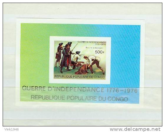 CONGO (BRAZZAVILLE) 1976, US BICENTENARY,  BLOK,ONGETAND, IMPERF,UNLISTED,POSTFRIS/MNH (L1105) - Us Independence