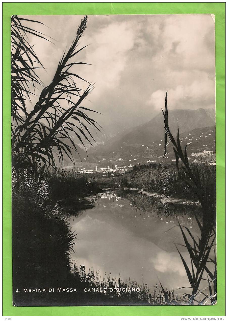 MARINA DI MASSA CANALE BRUGIANO CARTOLINA FORMATO GRANDE VIAGGIATA NEL 1954 - Massa