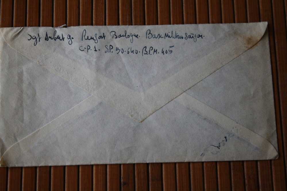 MILITARIA FM LETTRE CACHET MILITAIRE POSTE AUX ARMées T.O.E  BASE MILITAIRE SAIGON INDOCHINE 72/2 Génie SP 54.228 BPM 41 - Guerra D'Indocina/Vietnam