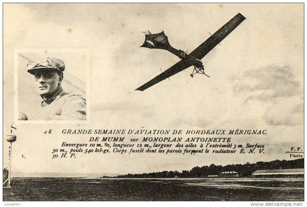 BORDEAUX MERIGNAC (33) Aviateur De Mumm Sur Avion Antoinette - Meetings