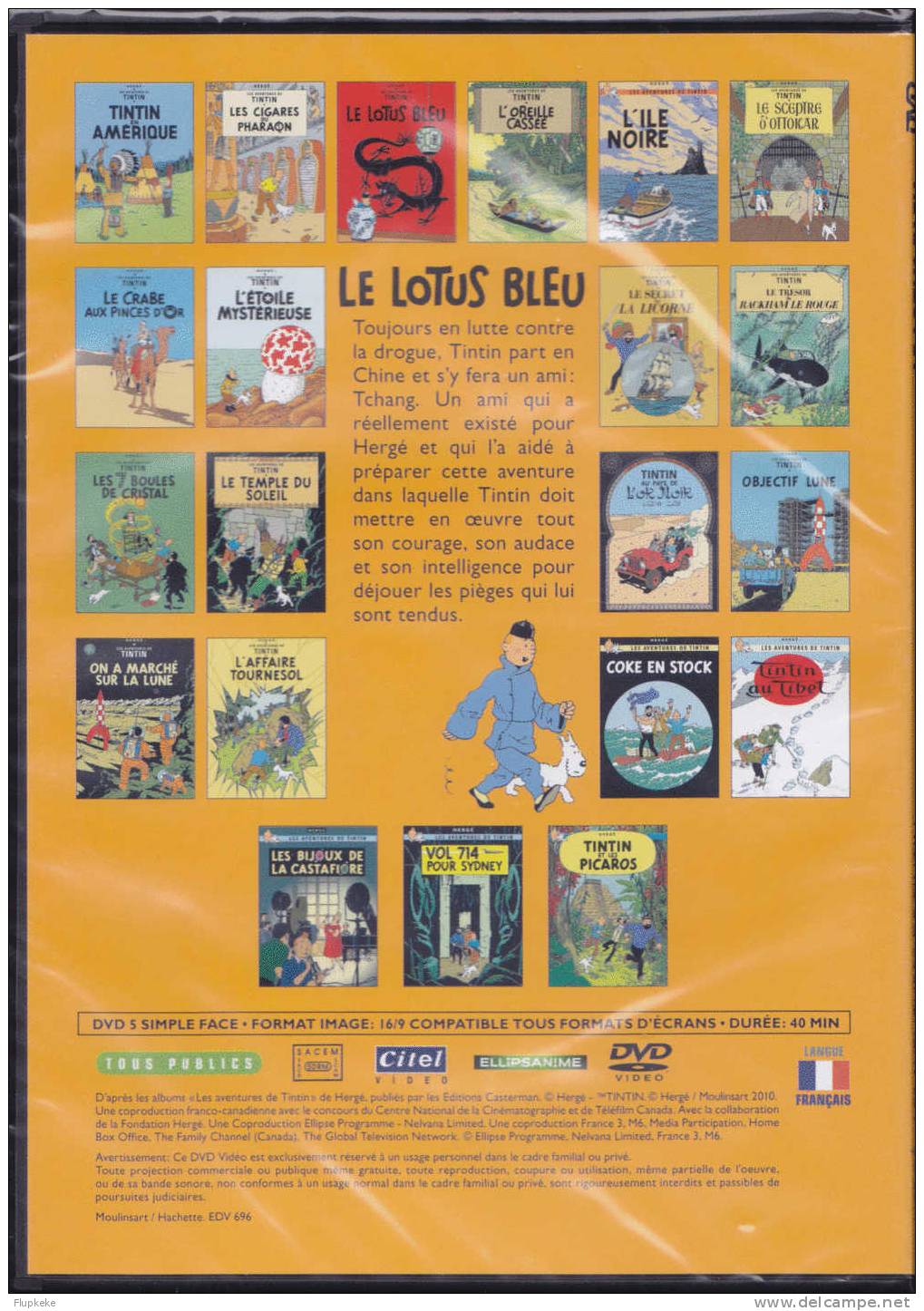 Dvd Zone 2 Le Lotus Bleu Collection Tintin Version Française Neuf Et Scellé Avec Livret Tout Savoir 01 Citel Vidéo 2010 - Action, Aventure