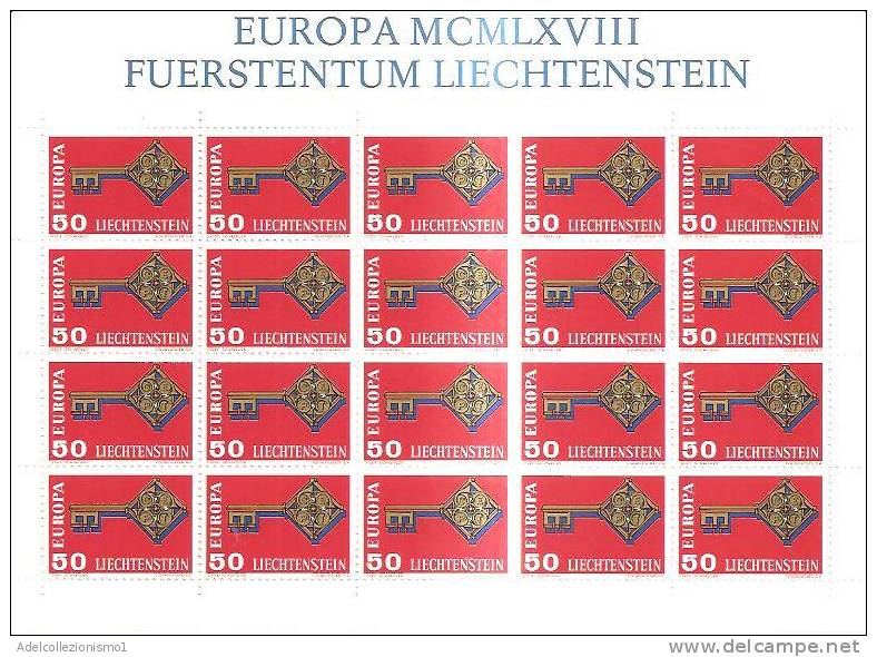 45413)foglio Completo Liechtenstein Serie Europa Cept 1968 - Blocks & Sheetlets & Panes