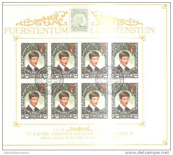 45415)foglio Completo Liechtenstein Serie 75° Ann. Liechtenstein Prinz Alois Von Und Zu Liechtenstein - Blocks & Kleinbögen