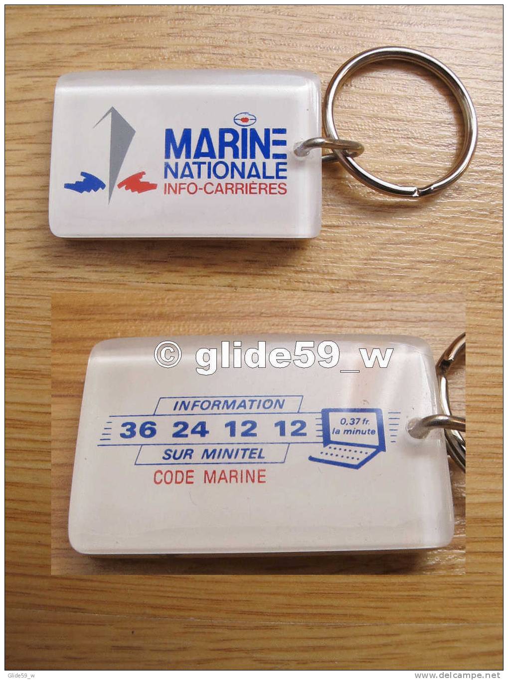 Porte-clés Plastique Marine Nationale - Info-carrières - Information Sur Minitel 36 24 12 12 Code Marine - Llaveros