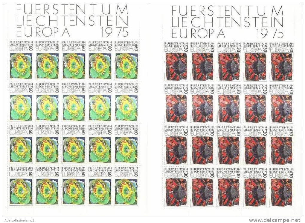 45421)n°2 Fogli Completi Liechtenstein Serie Europa Cept 1975 - Blokken