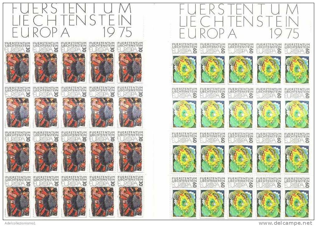 45427)n°2 Fogli Completi Liechtenstein Serie Europa Cept 1975 - Blocks & Sheetlets & Panes