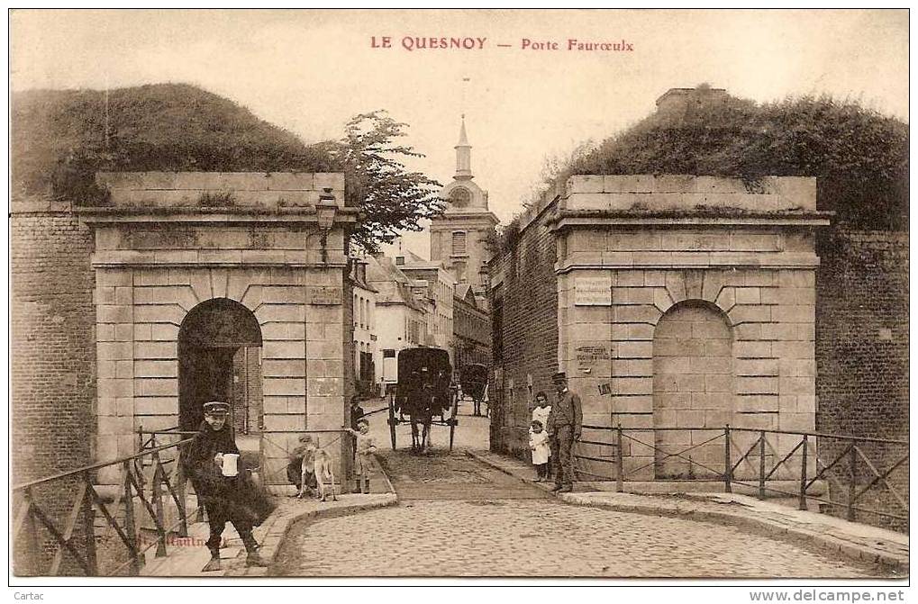 D59 - LE QUESNOY - PORTE FAUROEULX (diligence) Taches Au Dos - Le Quesnoy