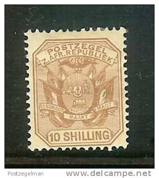 ZUID AFRIKAANSE REPUBLIEK 1895 Hinged Stamp 10 SH Pale Chestnut Sacc Nr. 218 - Transvaal (1870-1909)