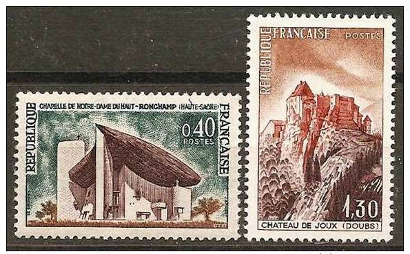 FRANCE 1965 - Ronchamp + Chateau De Joux - 2v Mi. 1498-99 MNH ** SET #158fr - Nuevos