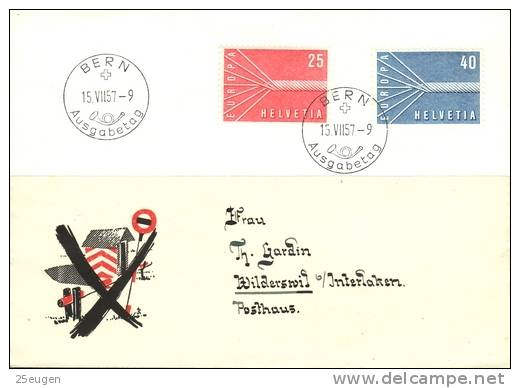SWITZERLAND 1957  EUROPA CEPT FDC / De Postmark ) - 1957